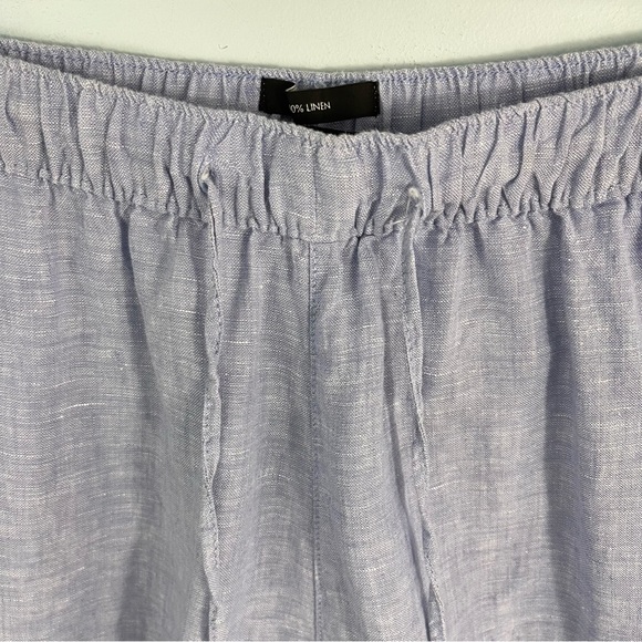 Tahari Plus Size 1X Blue 100% Linen High Rise Pull-On Shorts Pockets - Picture 6 of 10